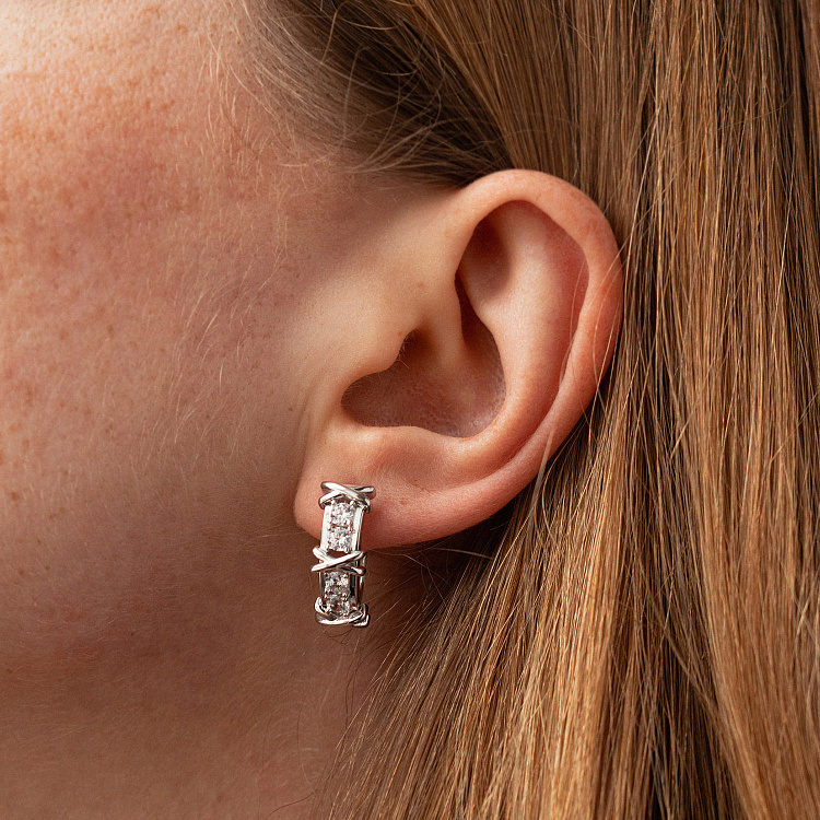 Серьги "Rosie" с фианитами (белое золото) с09166 от ювелирного магазина Оникс - 5