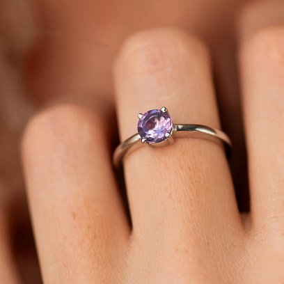 Срібна каблучка з аметистом 1852/1р-AMET №2