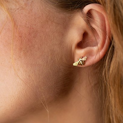 Золотые серьги - пусеты "Оса" с07928 №2