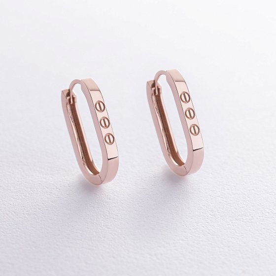 Серьги "Love" в красном золоте с08608