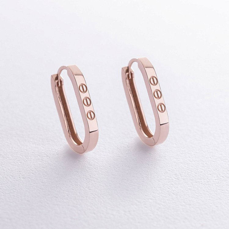 Серьги "Love" в красном золоте с08608 от ювелирного магазина Оникс