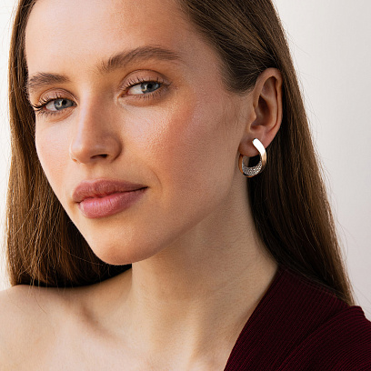 Золотые серьги "Капельки" с фианитами с08521