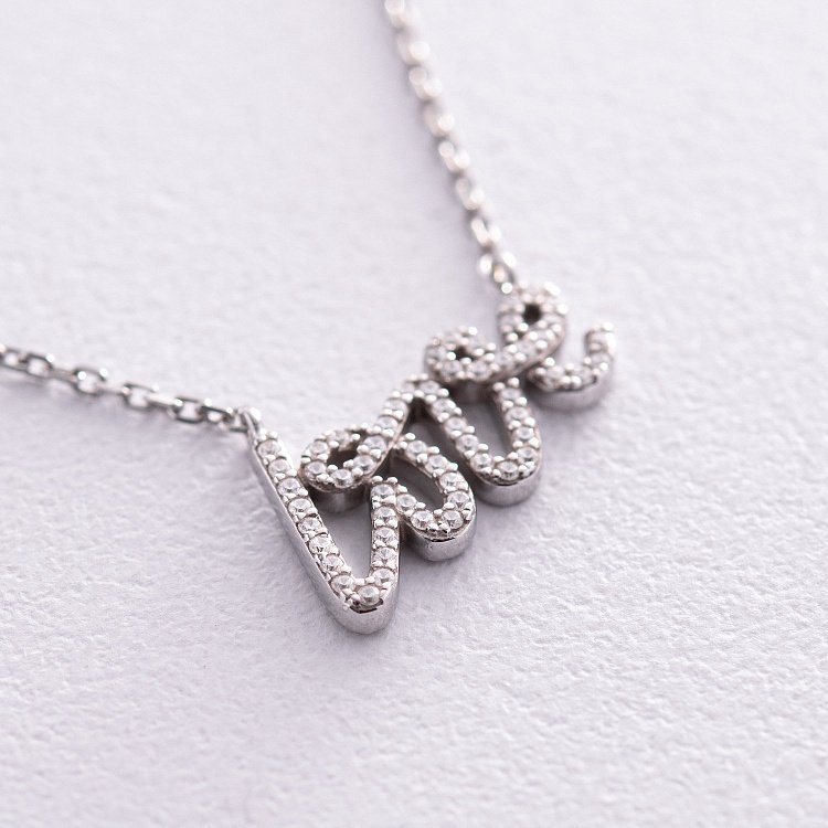 Срібне кольє "Love" з фіанітами 1101 від ювелірного магазину Онікс - 2