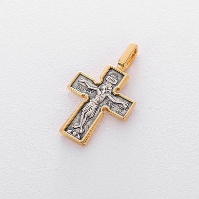 Срібний хрест "Розп'яття. Божа Матір "Втілення". П'ять святителів" 131347 №4