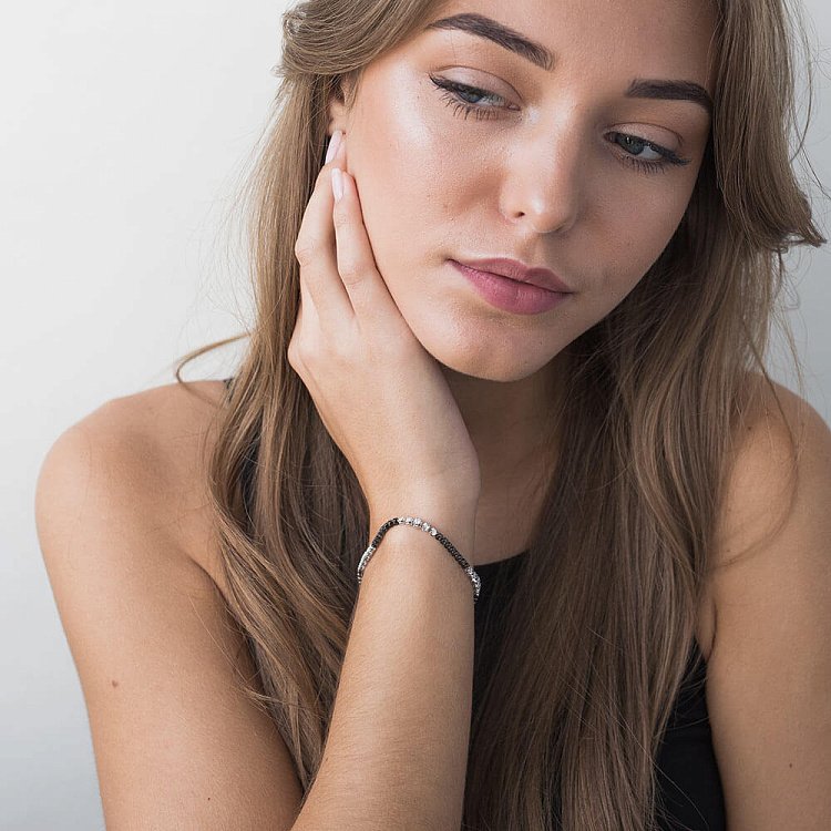 Золотой браслет с черными и белыми бриллиантами бб0008ar от ювелирного магазина Оникс - 4