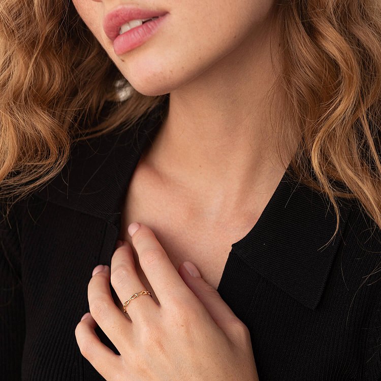 Каблучка "Ланцюжок" у жовтому золоті к07110 від ювелірного магазину Онікс - 9