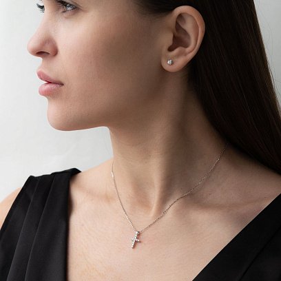 Золотой крестик с бриллиантами пб0233ri №2