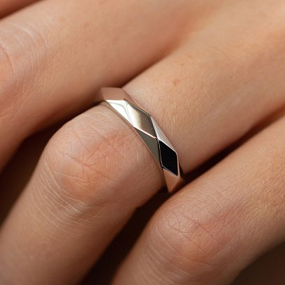 Обручальное кольцо "Грани" в белом золоте 236801100 №5