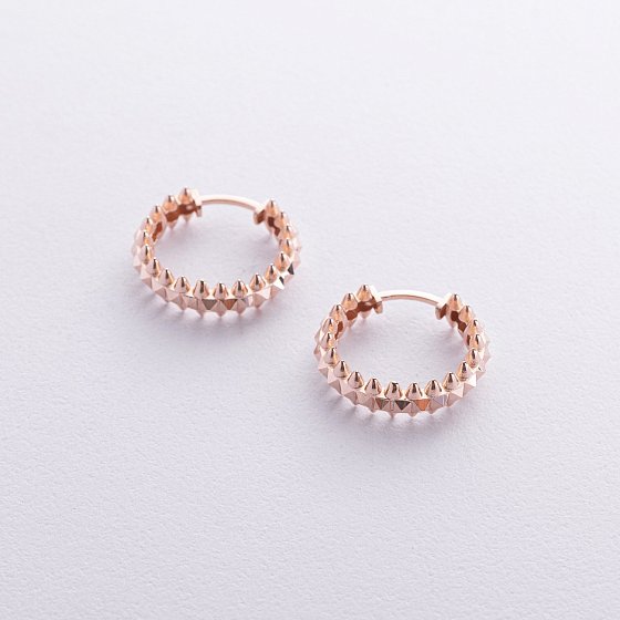 Серьги - кольца в красном золоте с08551 №4