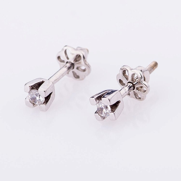 Сережки-Пусети з фіанітами (2 мм) с02482 від ювелірного магазину Онікс - 1