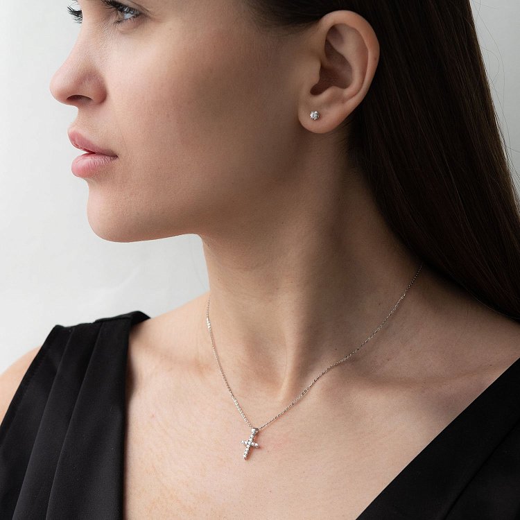 Золотой крестик с бриллиантами пб0233ri от ювелирного магазина Оникс - 1