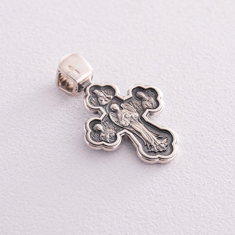 Срібний православний хрестик "Розп'яття. Рафаїл і святі цілителі" 131282 від ювелірного магазину Онікс - 1