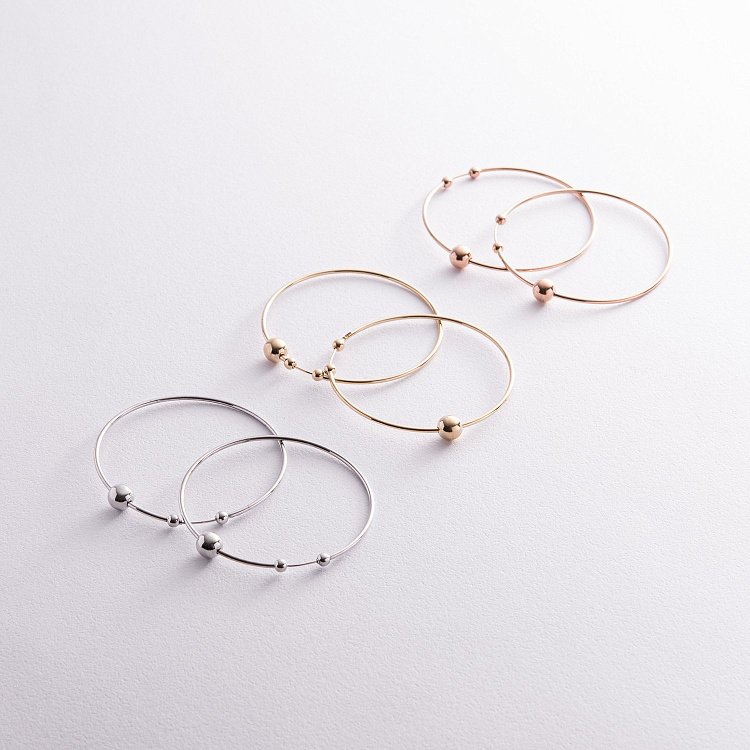 Серьги - кольца Гармония в красном золоте с06693 от ювелирного магазина Оникс - 3