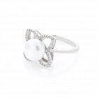 Срібний перстень "Клевер" з культ. прісн. перлами і фіанітами 111788 от ювелирного магазина Оникс - 1