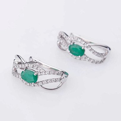 Золотые серьги с изумрудами и бриллиантами кзс355 №2