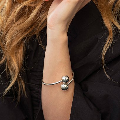 Серебряный браслет с шариками 14343 №4