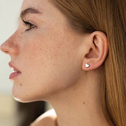 Серебряные серьги - пусеты "Сердечки" 7056 №2