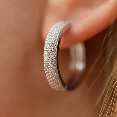 Серьги - кольца с бриллиантами (белое золото) 331001121 №5