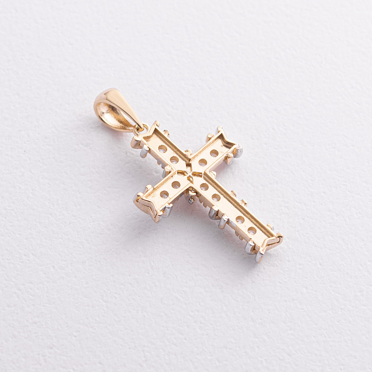 Хрестик з фіанітами (жовте, біле золото) п04048 від ювелірного магазину Онікс - 1