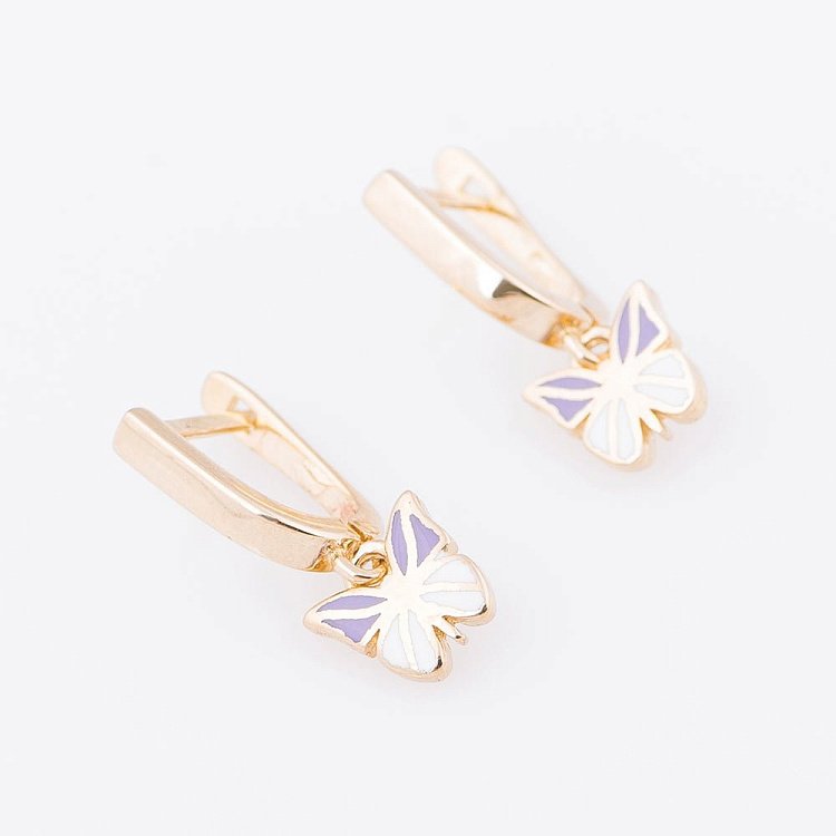 Детские золотые серьги "Бабочки" с04801ф от ювелирного магазина Оникс - 1