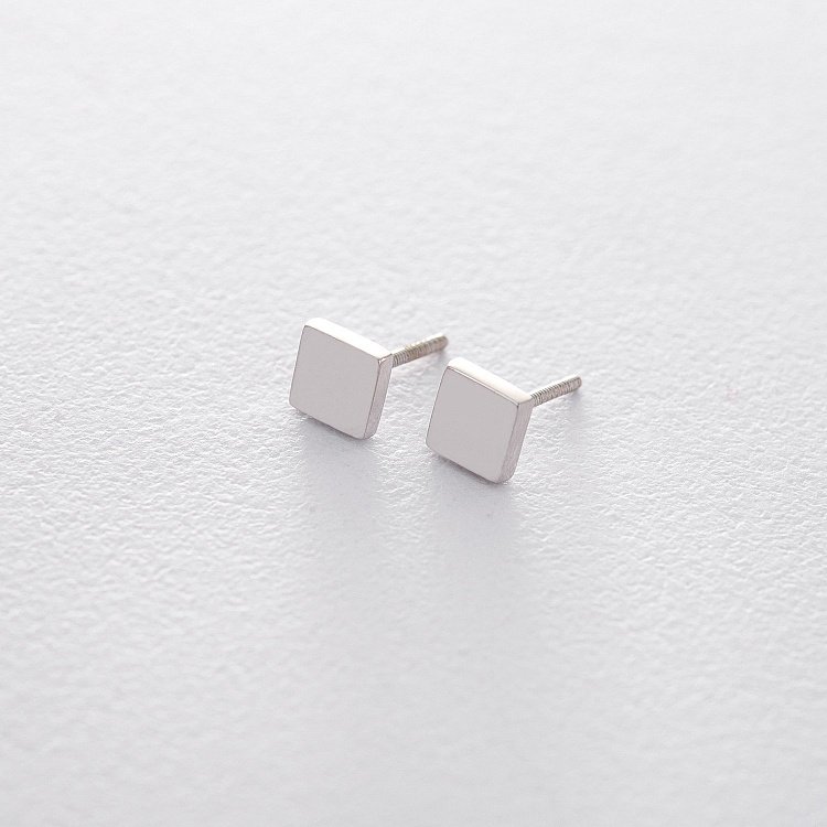 Золотые серьги - пусеты "Квадратики" с05437 от ювелирного магазина Оникс