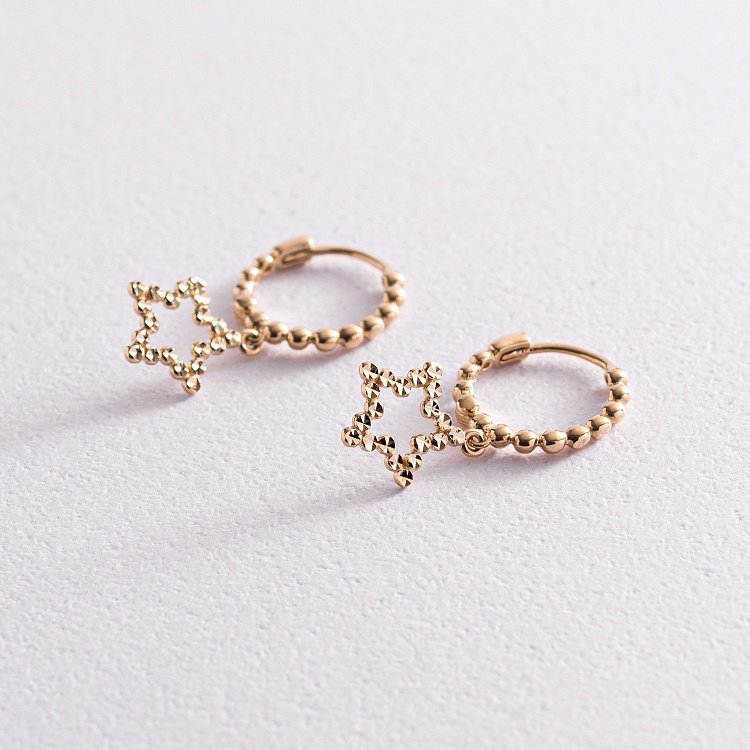 Золотые серьги "Звездочки" с07600 от ювелирного магазина Оникс - 2