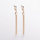 Серьги "Клевер" с цепочками (желтое золото) с09409 от ювелирного магазина Оникс - 1