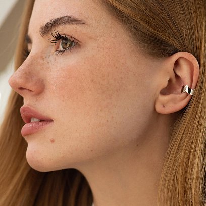 Серебряная серьга - каффа 123017 №3