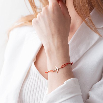 Браслет с красной нитью "Самолетик" б05088 №3