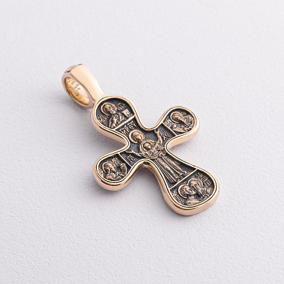 Золотой крест "Распятие. Божия Матерь Оранта" п04081 №2