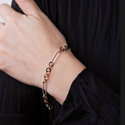 Браслет "Ланцюжок" у червоному та білому золоті б05637 №5