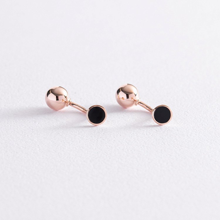 Золоті сережки "Хіларі" (чорна емаль) 470631Е від ювелірного магазину Онікс - 1