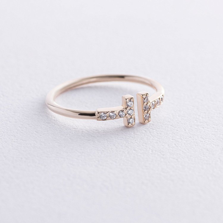 Каблучка "Tina" у жовтому золоті (фіаніти) к05835 від ювелірного магазину Онікс - 4