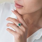 Серебряное кольцо с хризопразом и фианитами 111492 от ювелирного магазина Оникс - 2