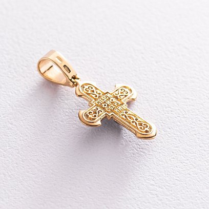 Серебряный крест "Распятие. Спаси и сохрани" с позолотой 133073 №2