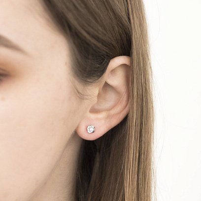 Золоті сережки-пусети з фіанітами с03702 №4