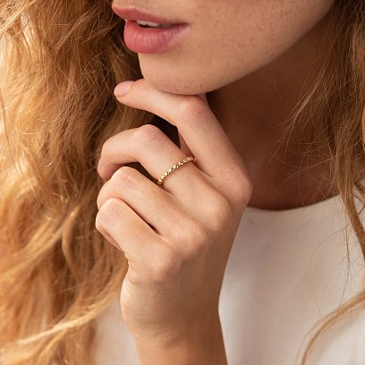 Каблучка "Кульки" у жовтому золоті к07095ж №2