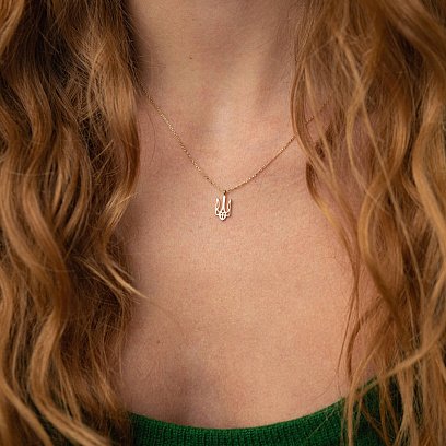 Колье "Герб Украины - Тризуб" в желтом золоте (маленький) кол02322 №2