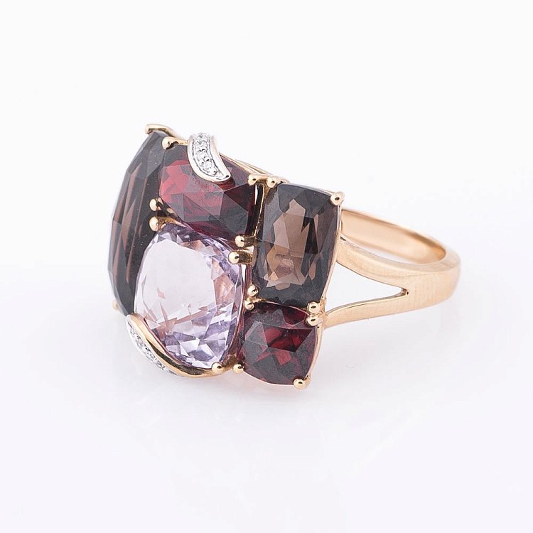 Золота каблучка з натуральними каменями R23896 від ювелірного магазину Онікс - 1