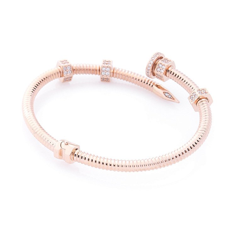 Золотий браслет "Цвях" (фіаніт) б04124 від ювелірного магазину Онікс - 1