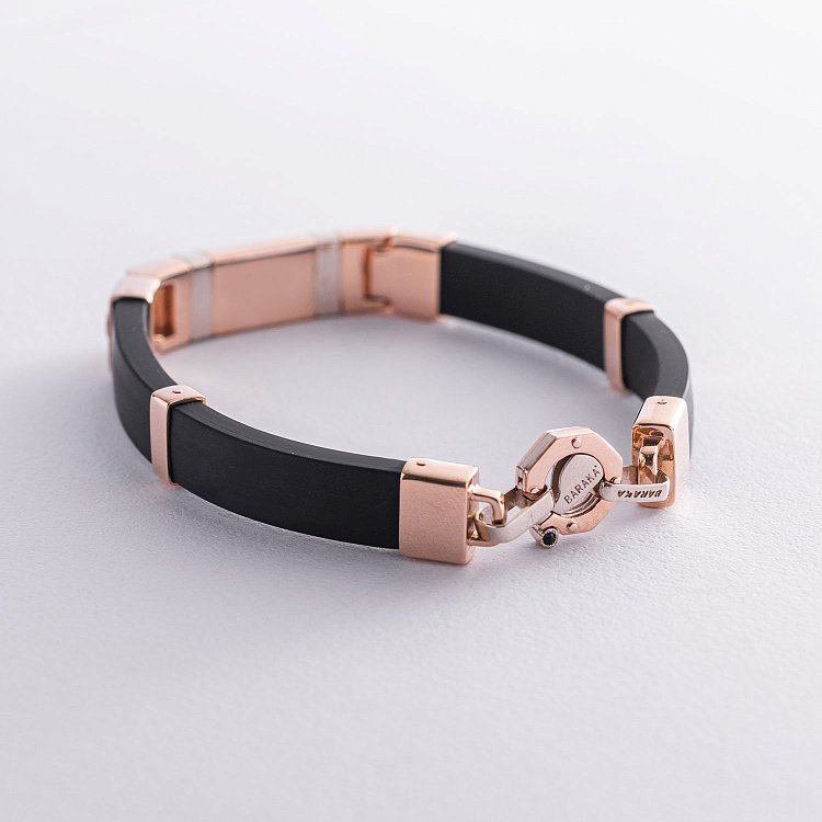 Чоловічий золотий браслет (каучук) Б0012 від ювелірного магазину Онікс - 2