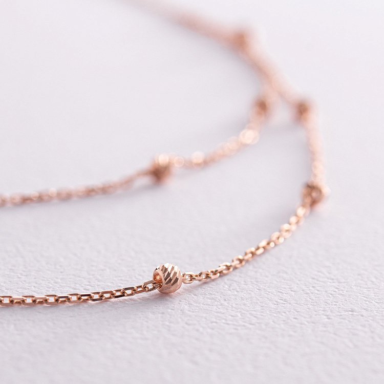 Подвійне кольє "Кульки" у червоному золоті кол02346 від ювелірного магазину Онікс - 4