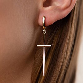 Золотые серьги "Кресты" с06747