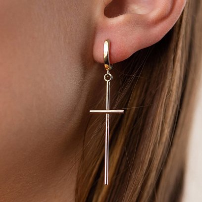 Золотые серьги "Кресты" с06747