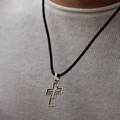 Православний хрест "Розп'яття. Божа Матір "Втілення". П'ять святителів" (чорніння) п03762 №4