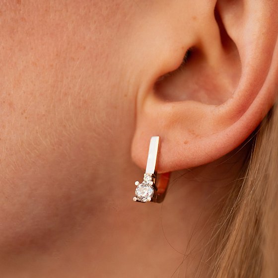 Золотые серьги с фианитами с07895 №2