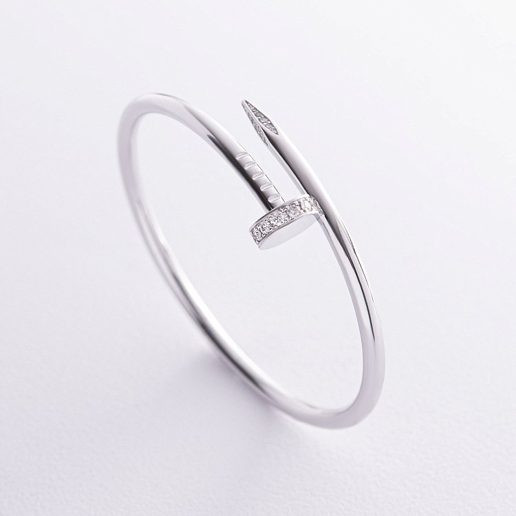 Жорсткий браслет "Цвях" з діамантами (біле золото) 522061121 від ювелірного магазину Онікс