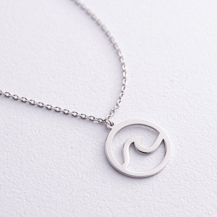 Серебряное колье "Волна" 908-01326 от ювелирного магазина Оникс - 3