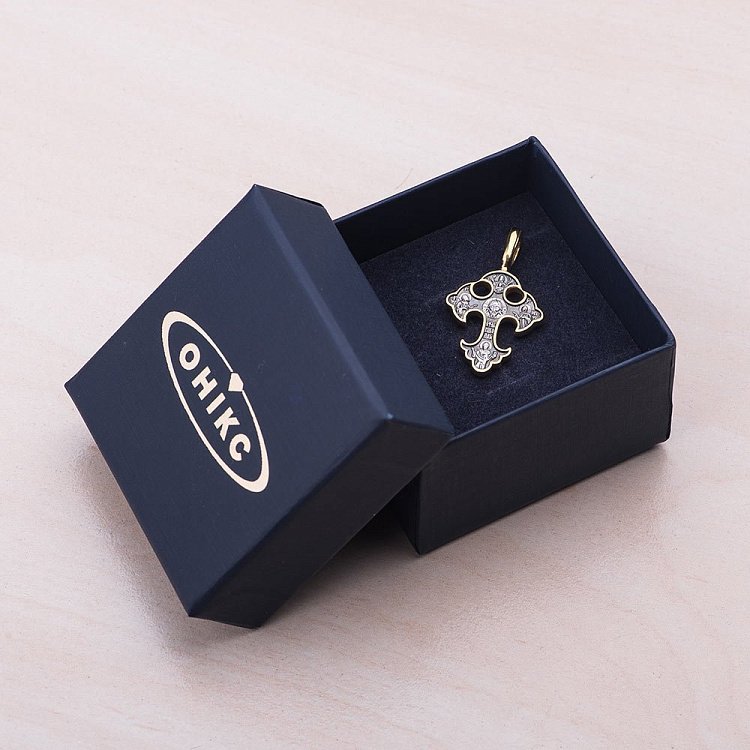 Срібний православний хрестик з позолотою "Спас Нерукотворний. Прп. Петро і Февронія Муромське. Свт. Микола Мирлікійський" 131390 від ювелірного магазину Онікс - 2