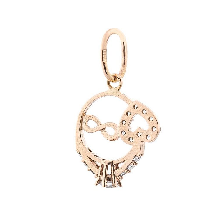 Золотой кулон с фианитами п02968 от ювелирного магазина Оникс - 1